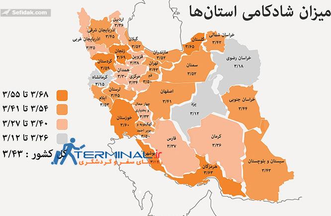 میزان شادی افراد در ایران 